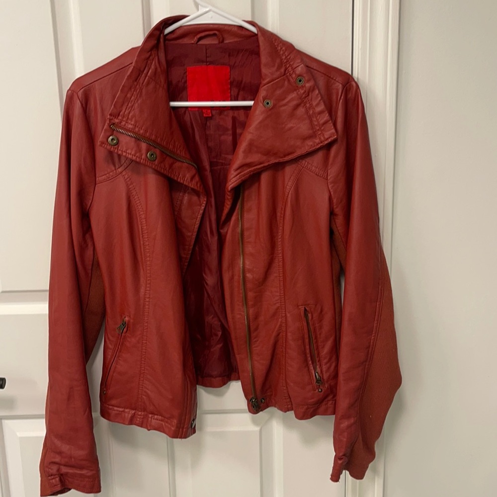 Red Faux Leather Jacket